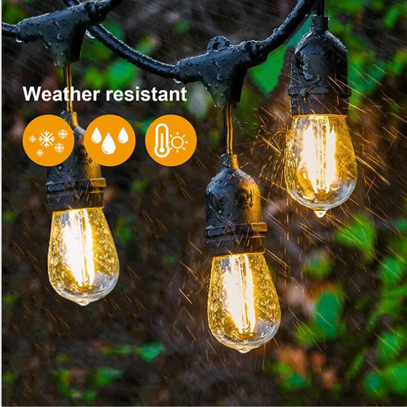 New Outdoor Solar Waterproof Garden Lights Decoration Vintage Edison Bulbs String Lights