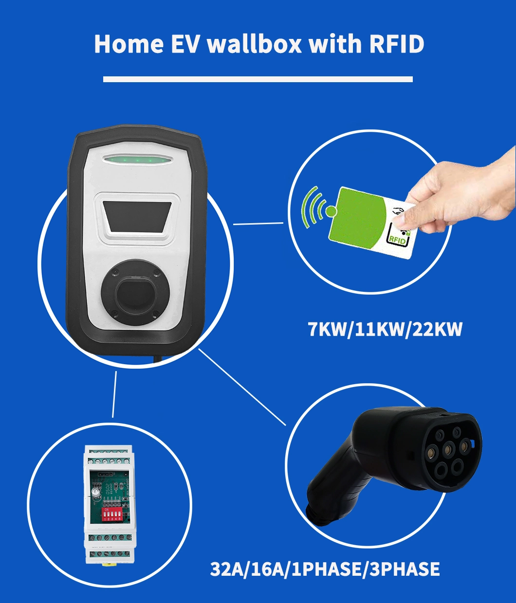 Electric Car Charger 22kw 32A for EV Charging Station with RFID