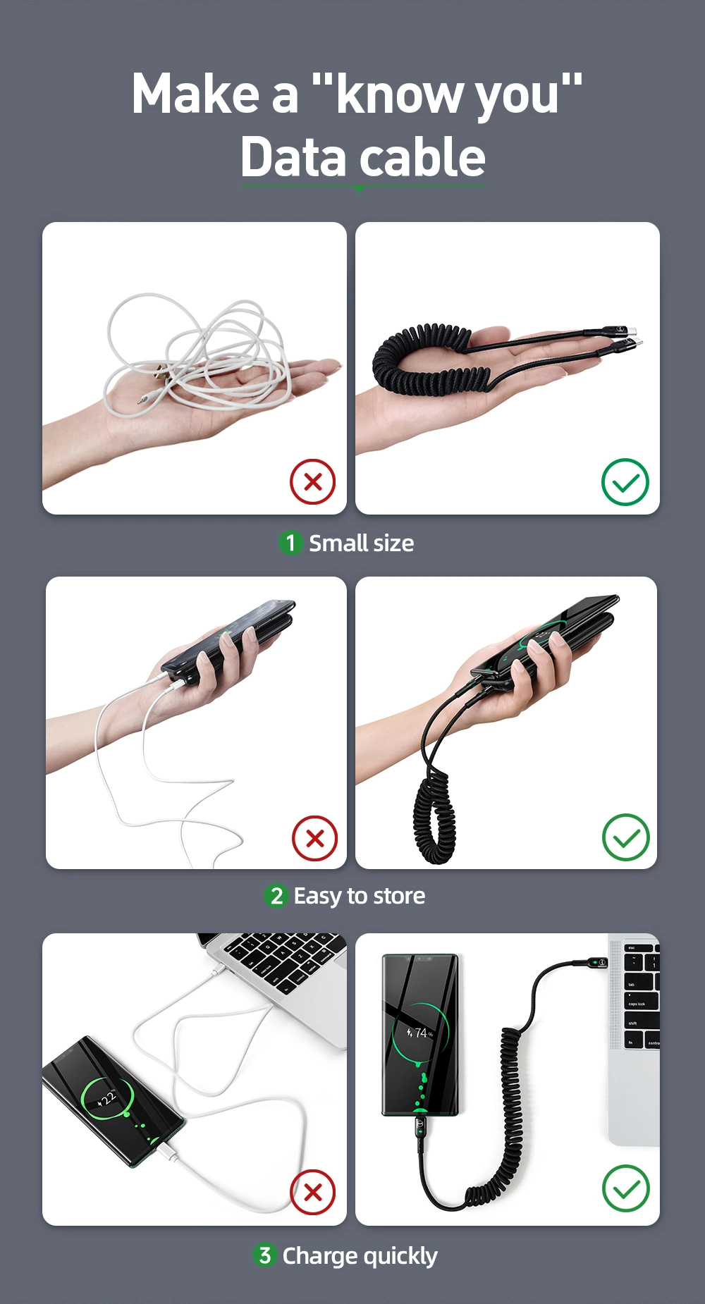 Mcdodo Retractable Car Spring USB C to USB Type-C Cable