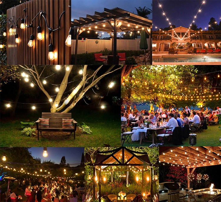 RGBW LED Outdoor String Light with Shatterproof PE S14 Edison Bulbs