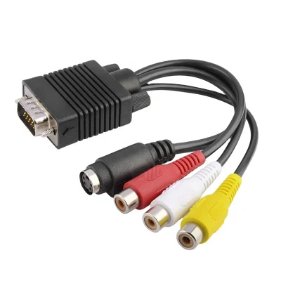 VGA zu S-Video 3 RCA AV TV Adapter Konverter Kabel PC Computer