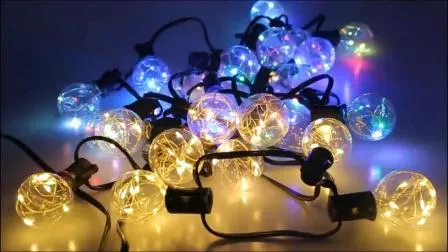 20 Lichter für den Außenbereich, elektrisch, G40, mehrfarbig, Edison-Glühbirnen, Weihnachts-Lichterkette